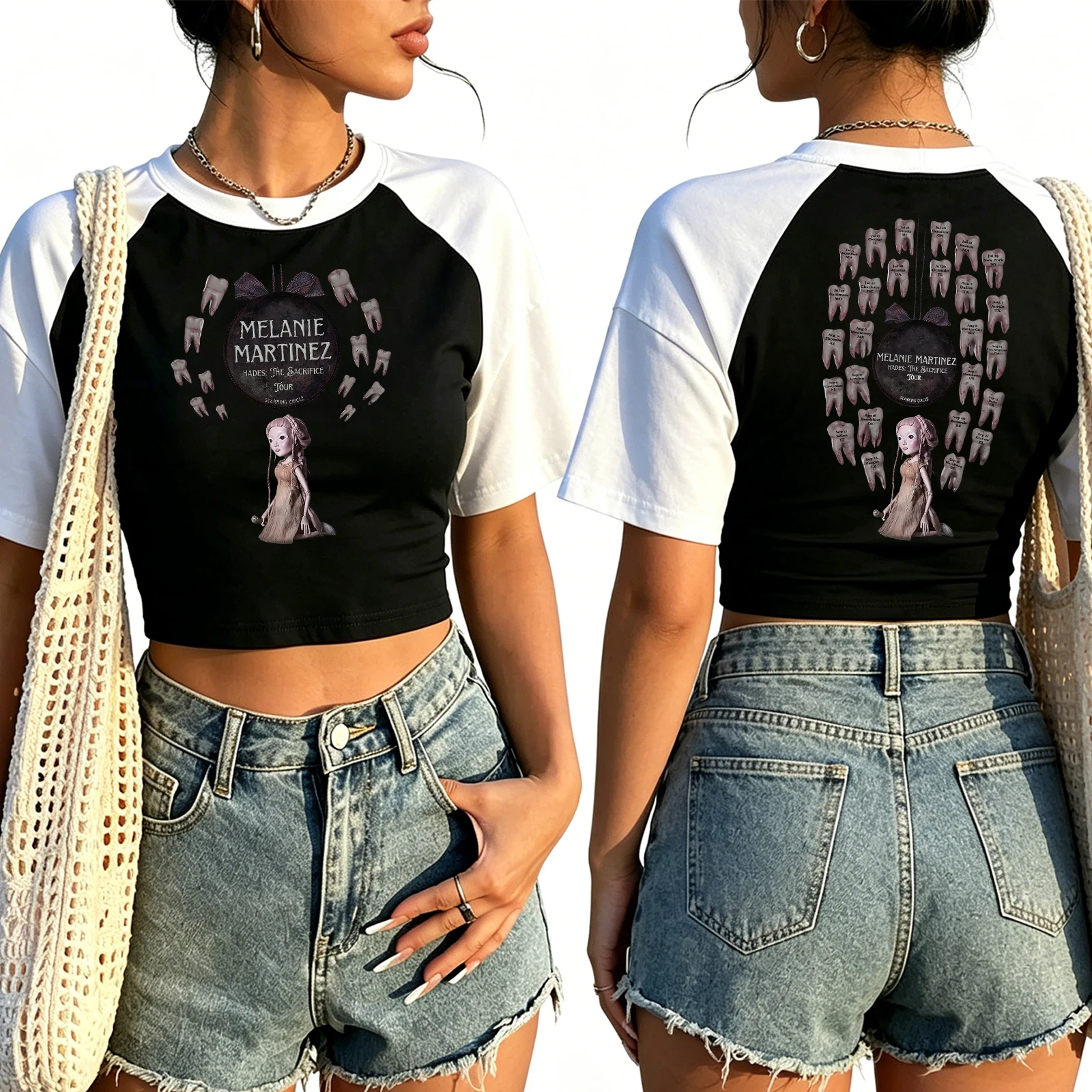 Melanie Martinez Hades The Sacrifice Tour 2026 Crop Raglan Tee Retro Cropped T-shirt Concert Streetwear Crop Tee