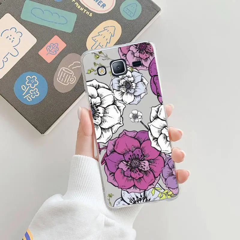 Funda de teléfono con flores para Samsung Galaxy, carcasa transparente para Samsung Galaxy A S 22 52 20 21 71 10 51 50 12 40 fe ultra plus