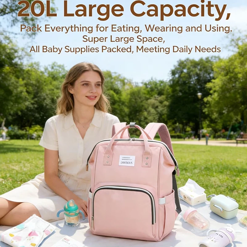Nappy Bag Large Capacity Stroller Bag Portable Mummy Maternity Diaper Bag Storage Backpack Travel Diaper Backpack for Baby Care