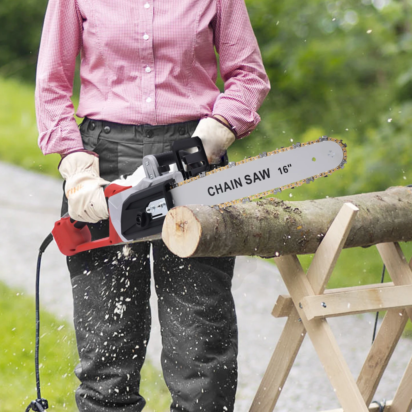 Elektrische Kettingzaag Hout Cutting Rool Snoerloze Handheld Houtbewerkingszaag Rechargeab