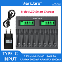 New VariCore LCD-006 8-Slot Intelligent Battery Charger for 1.2V Ni-MH Ni-Cd AA AAA 1.5V/3.7V Li-ion Compatible 14500
