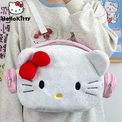 Sanrio Hello Kitty Cute Bags Cartoon Creative Design Japanese Style Kawaii Plush Backpacks Women Soft Handbags Y2k Girls Gift