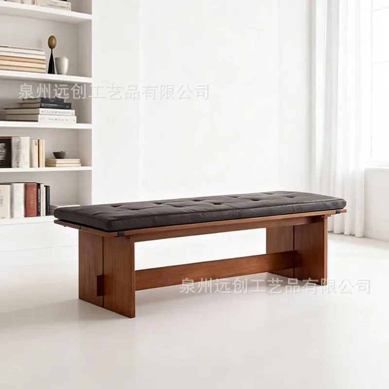 Modern Simple Bedroom Bedside Stool Living Room Sofa Bench Balsa Wood Shoe Changing Seat Minimalist Home Furniture Entryway