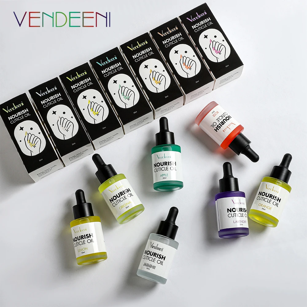 Vendeeni 15ml/30ml Floral Fruity Organic Nail Nutrition Oil Vitamin Cuticle Revitalizer Oil With Dropper Nail Treatment Care Oil