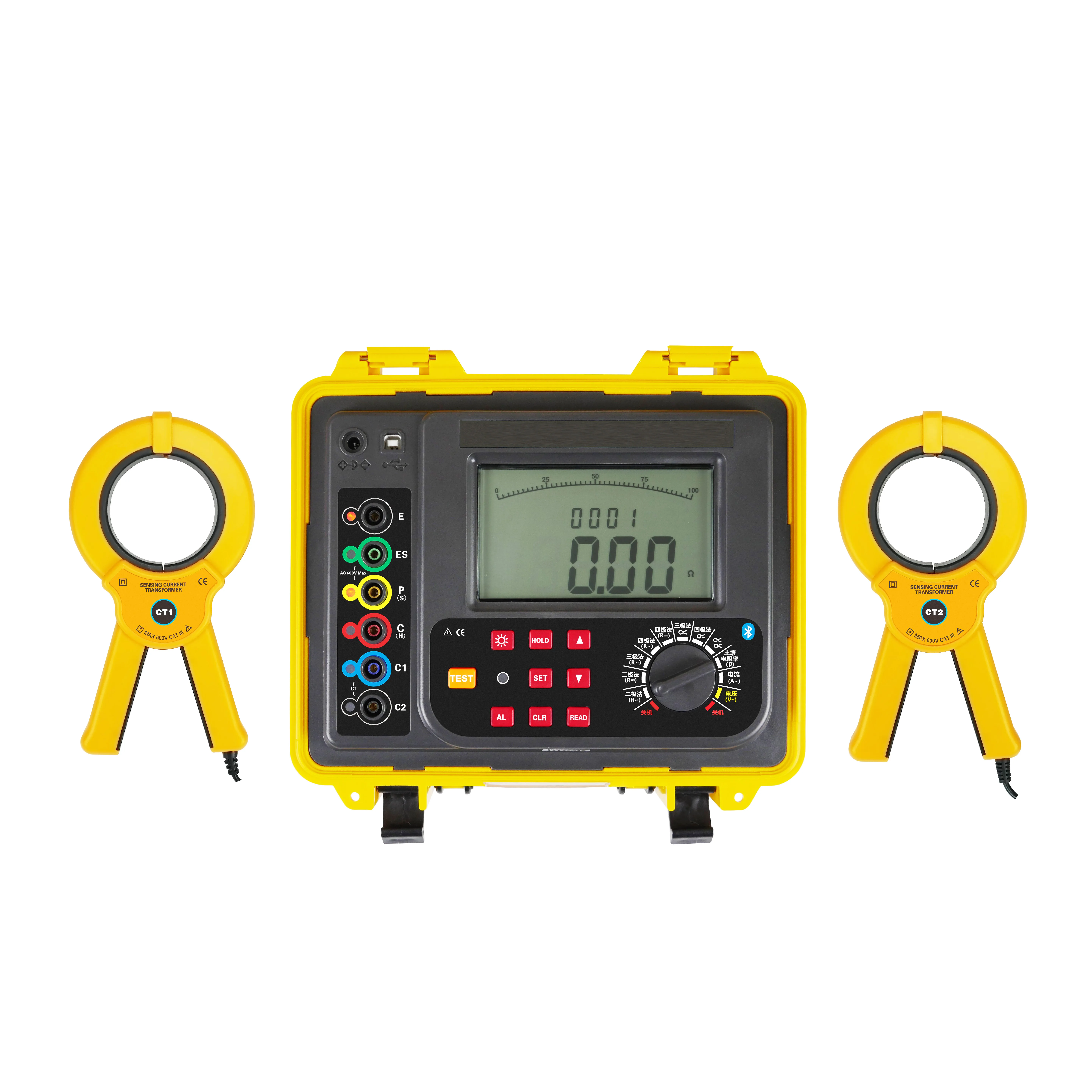 Double Clamp Grounding Resistance Tester Two Clamp Ground Resistance Measurement Device