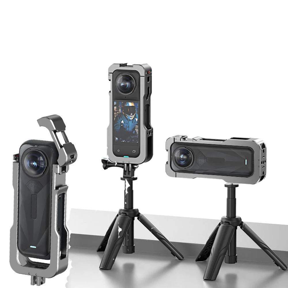 

Rabbit Cage Protective Case for Insta360 X5,Multifunctional Metal Frame Expansion Adapter Mount with Lens Cover Camera Accessory