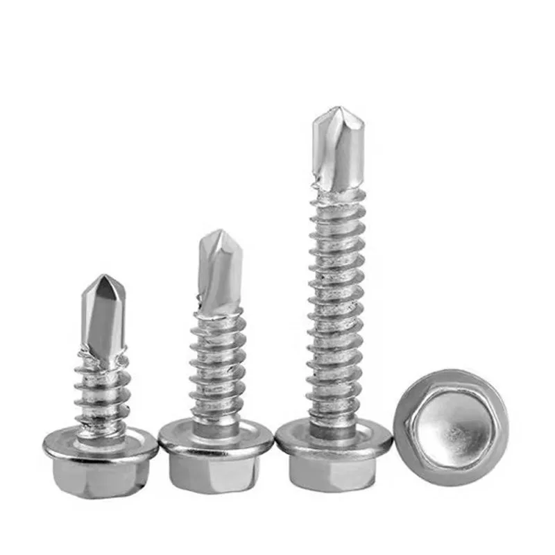 

410 Stainless Hex Washer Head Self Drilling Screws 4.0mm/4.5mm/5.0mm/6.0mm Stainless Steel Self Tapping TEK Screws 10-100Pcs