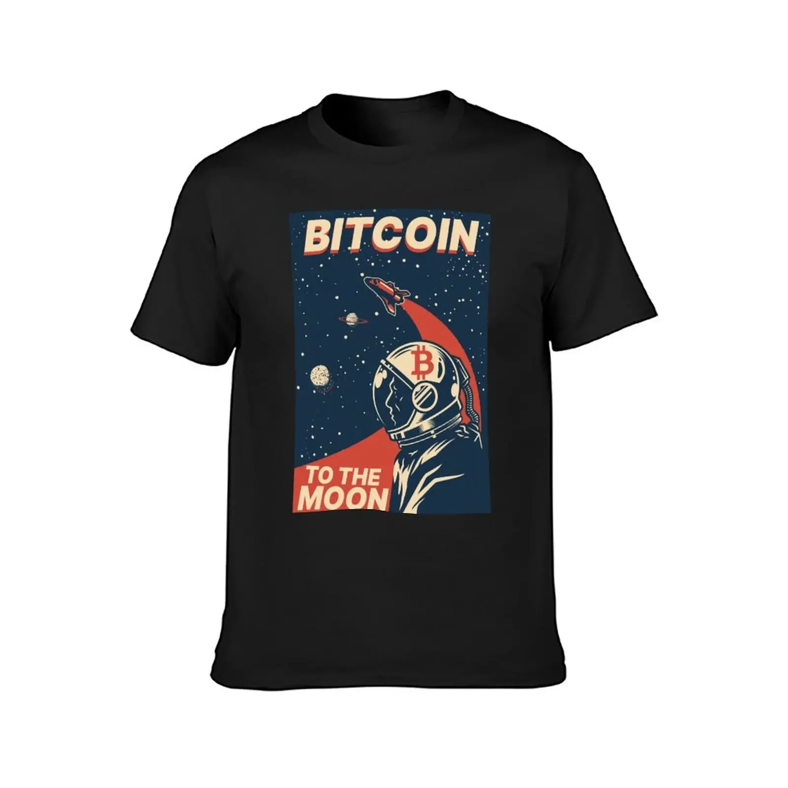 Bitcoin Cryptocurrency To The Moon Space Poster T-Shirt essential t shirt graphic t shirt vintage summer shirt men clothing