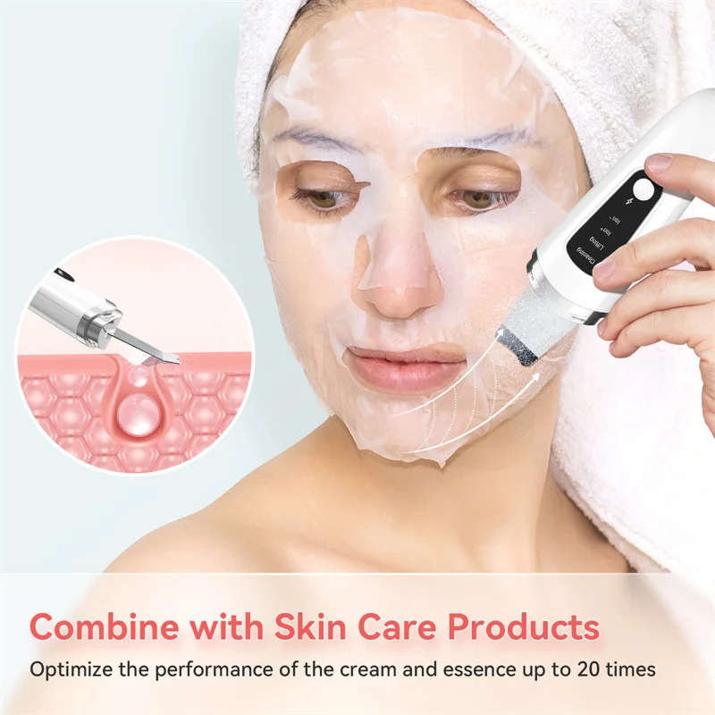 Ultrasonic Skin Scrubber Face Spatula Facial Skin Exfoliator Scraper and Blackhead Remover Pore Cleaner Facial Deep Cleansing