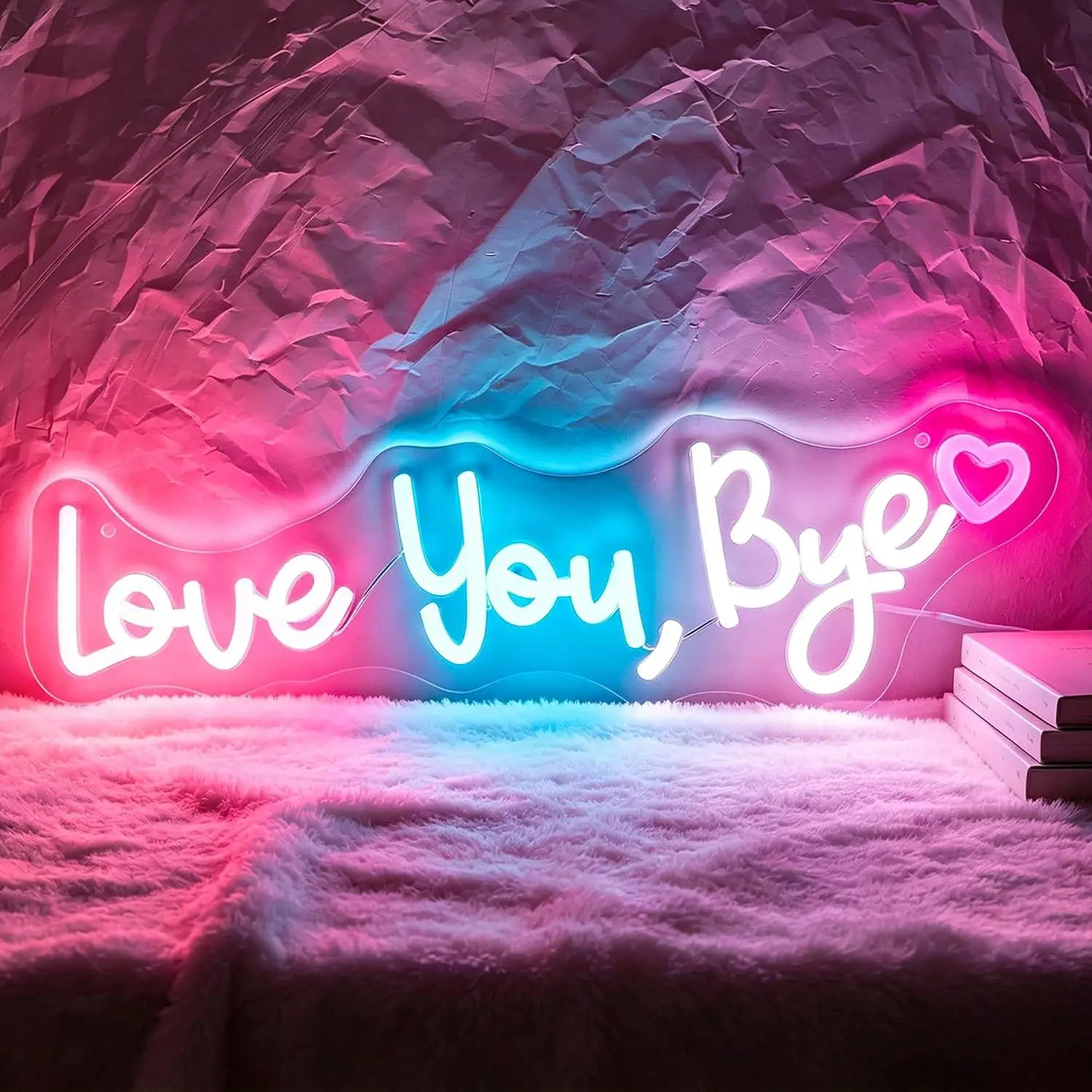 Love You Bye Neon Sign USB Dimmable LED Lights for Bedroom Cocktail Bar Beauty Salon Home Funny Couple Theme Wall Art Decor