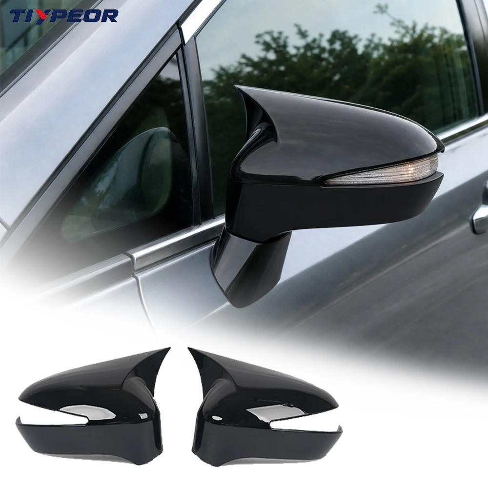 Rearview Mirro CoverFor Honda Civic 8th 2006‑2011 Rear View Stick‑On Mirror Caps Gloss Black Carbon Print With Indicator Cutout