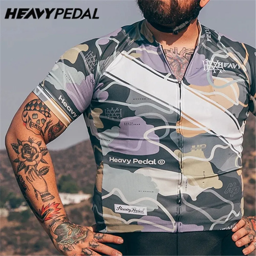 Heavypedal 2022 Cycling Jersey Man Mountain Bike Clothing Racing MTB Bicycle Clothes Uniform Shirts Sport Wear Plus Size XS-5XL