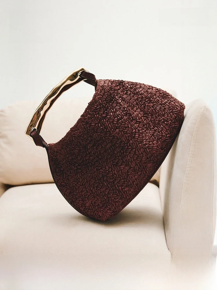 

H&M Summer 2026 Women's Metal Handle Handbag Fashionable Ladies Bag Handheld Pouch Stylish Women's Tote Bag
