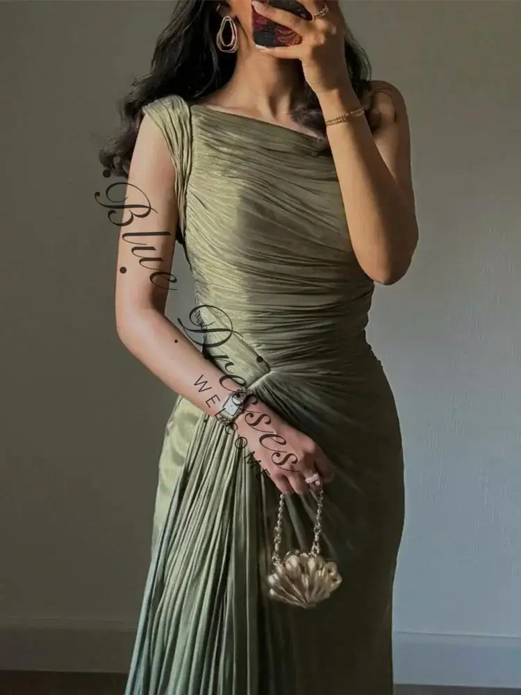 

customized 2025 New Spring Summer Elegant Dress Women Fashion Vintage Sexy Dresses Solid Silm Sleeveless Folds Split Midi Dress