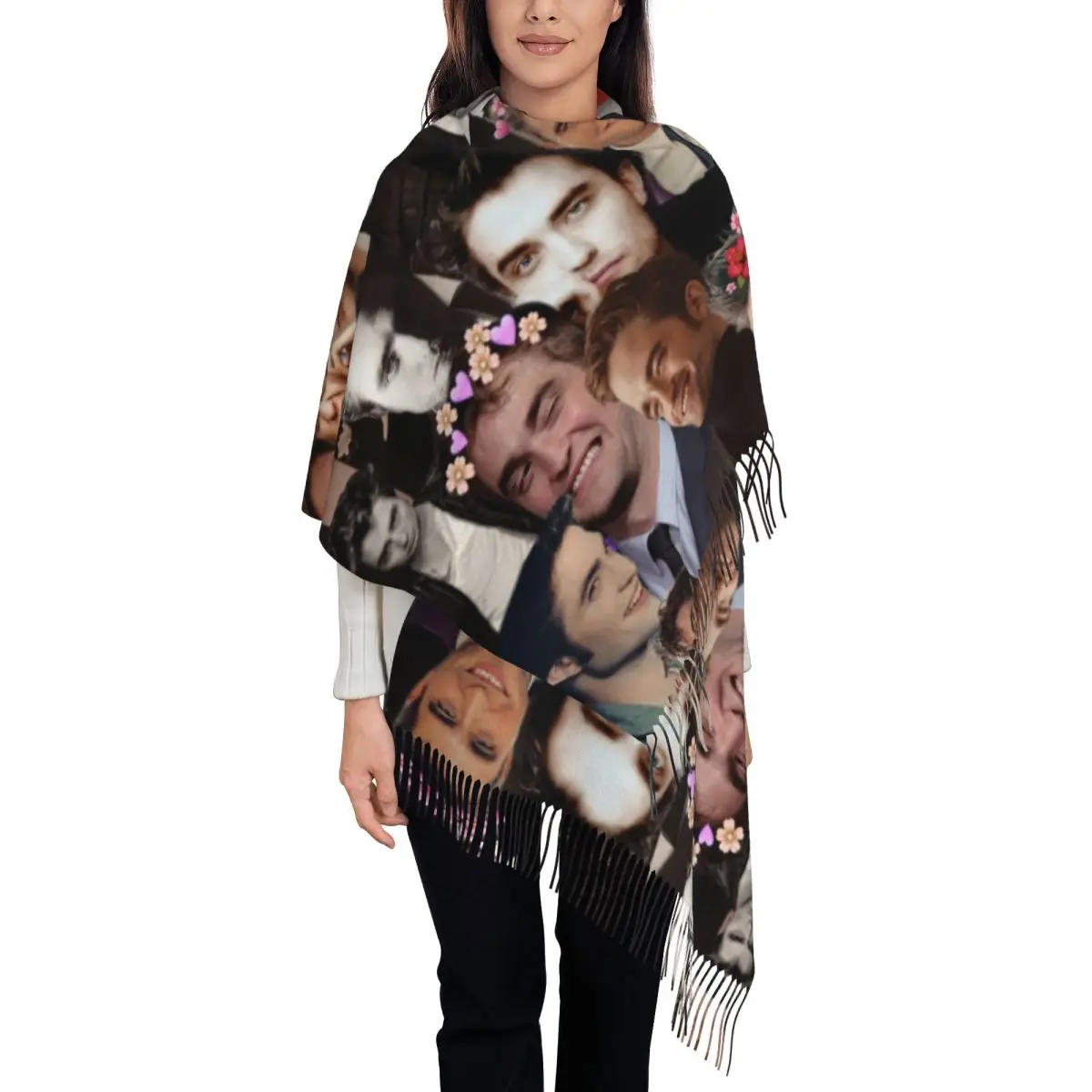 

Женский шарф с кисточкой Роберт Паттинсон, большая зимняя теплая шаль и накидка, кашемировый шарф из фильма «Сумеречная сага», Эдвард, подарки