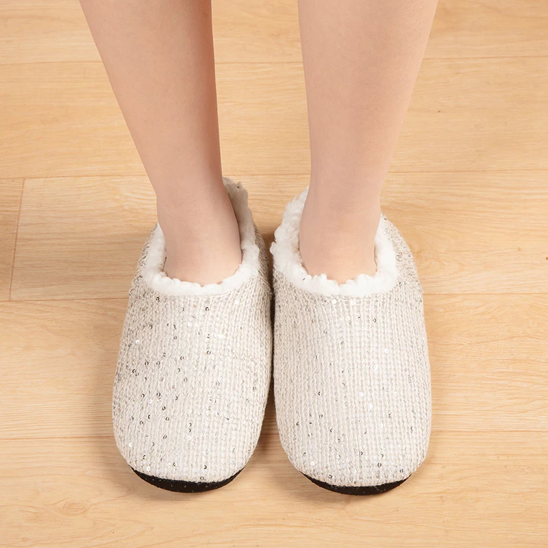 Meia macia e aconchegante antiderrapante de pelúcia para homens e mulheres, meias de piso interno, chinelo fuzzy, chinelos femininos, moda inverno,