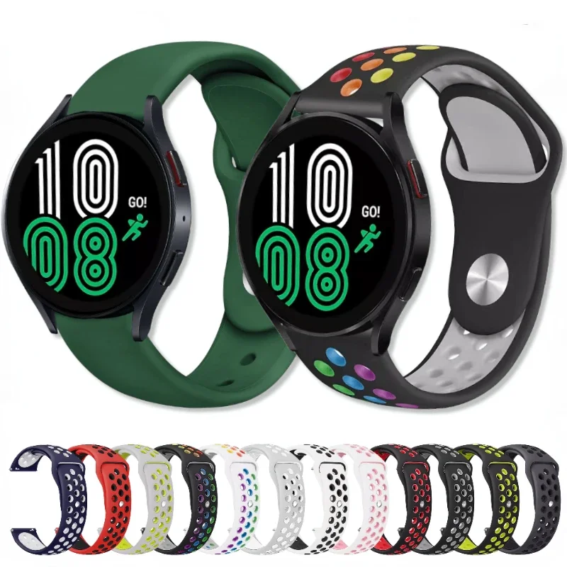 22mm 20mm silicone strap For Samsung Galaxy watch 6 5 4 3 Amazfit GTR 4 Sports breathable bracelet For Huawei watch 4/GT2/3 Pro