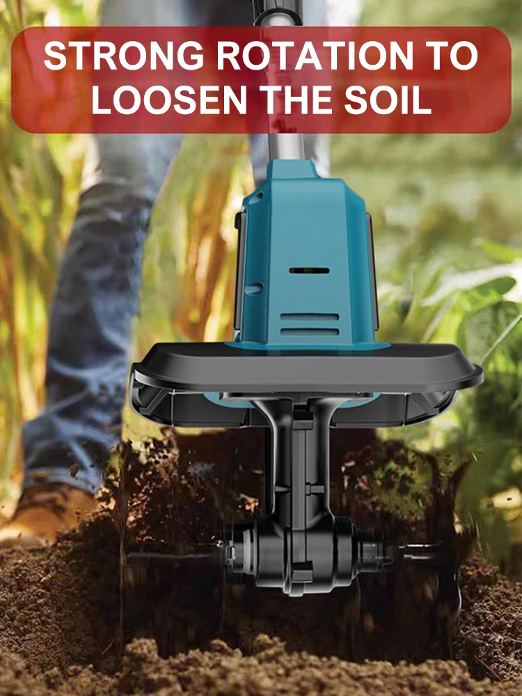 Cultivateur 21V motoculteur électrique pour batterie Makita 4 lames tondeuse à gazon électrique sans fil coupe gazon outils de jardin (sans batterie)