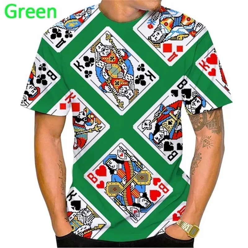 3D Print Playing Cards Poker T Shirts For Men Women Funny Playing Cards Tee Tops Personality Casual Short Sleeves Hip Hop Tshirt