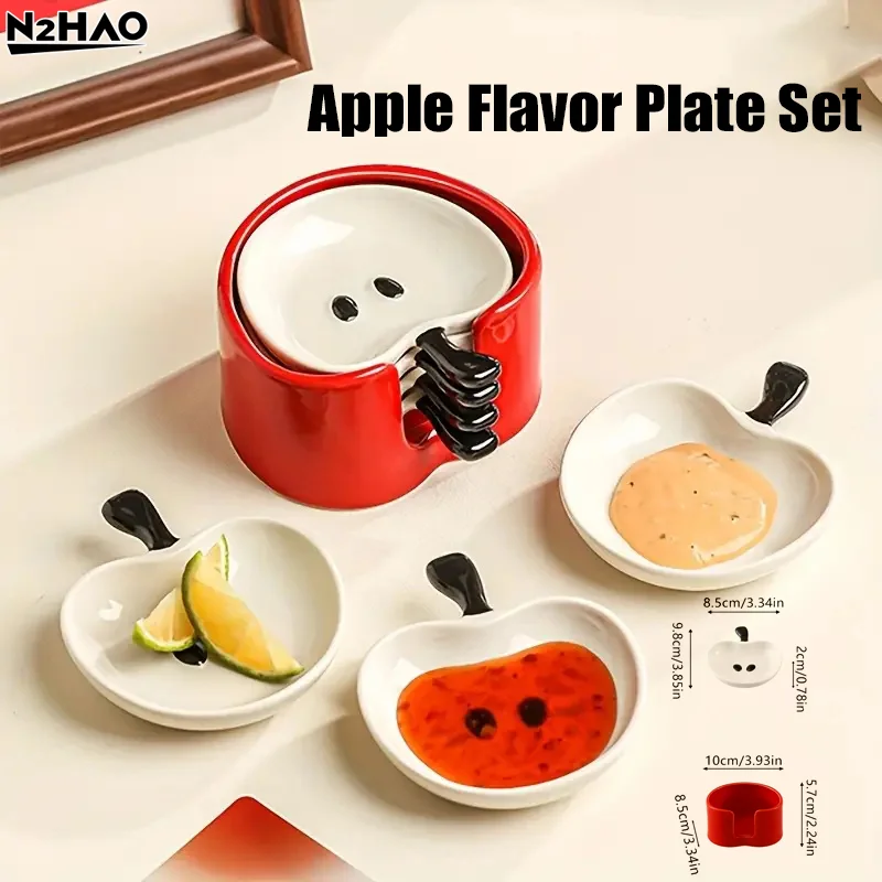 

Ceramic Dessert Sauce Dish Tableware Japanese Creative Cartoon Dipping Saucer Household Seasoning Saucer Set Saucer Storage Jar