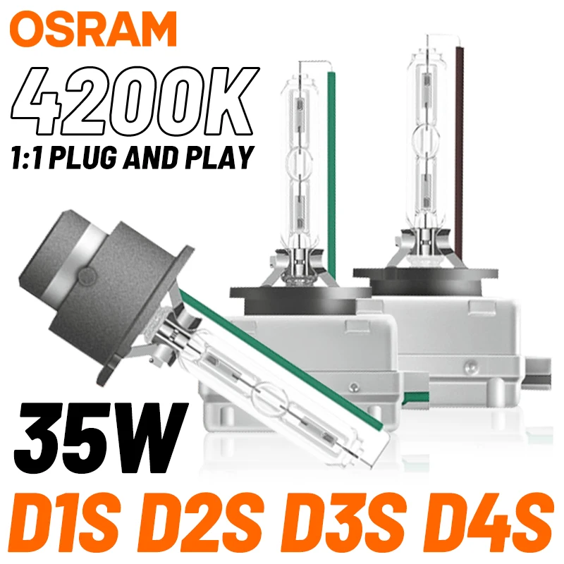

OSRAM Original 35W D1S D3S D2S D4S Car Headlight Bulb D2R Xenon HID Upgrade Kit Auto Lamp 4200K Standard White 1:1 Plug&Play 1pc