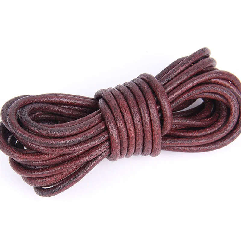 2meter Retro Brown Genuine Leather Cord Round Leather String Rope for DIY Necklace Bracelet DIY Jewelry Making 1.5/2/3/4/5/6/8mm