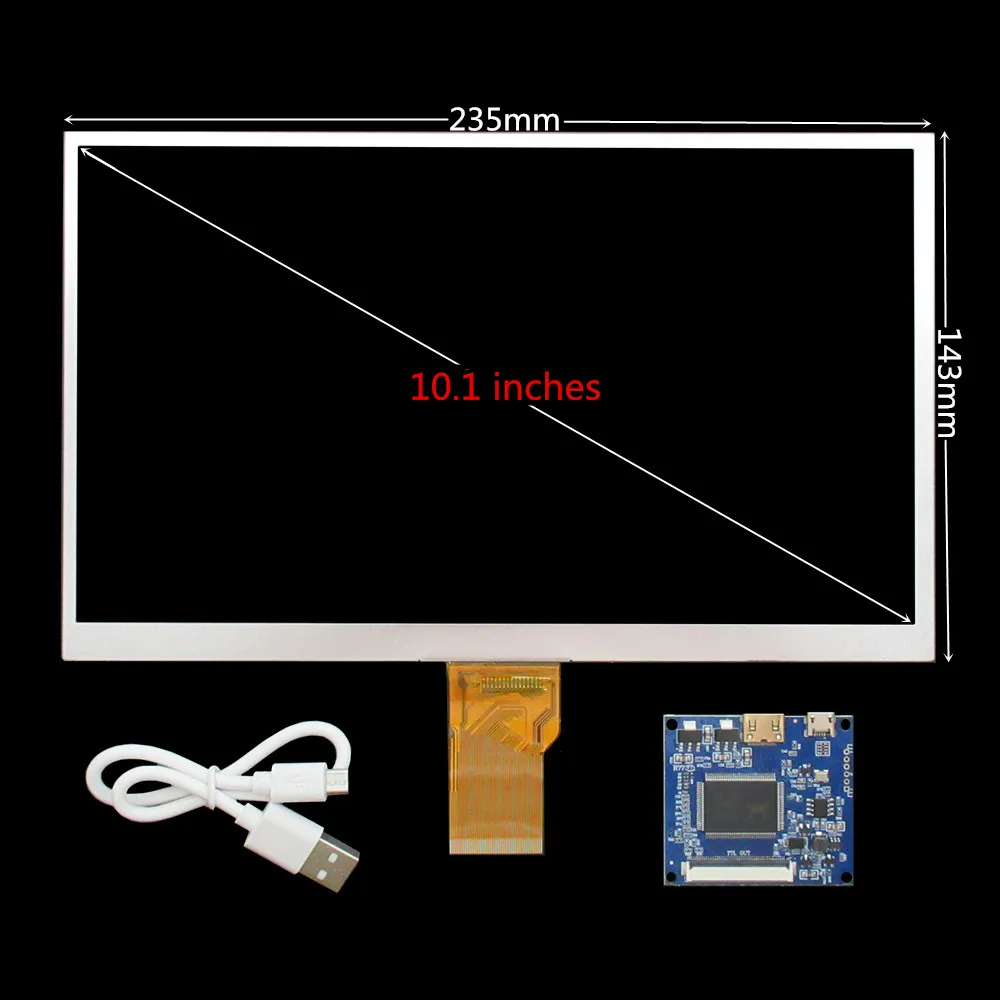 10.1 Inches Screen Display LCD TFT Monitor With Driver Control Board HDMI-Compatible For DIY Development Board Raspberry Pi