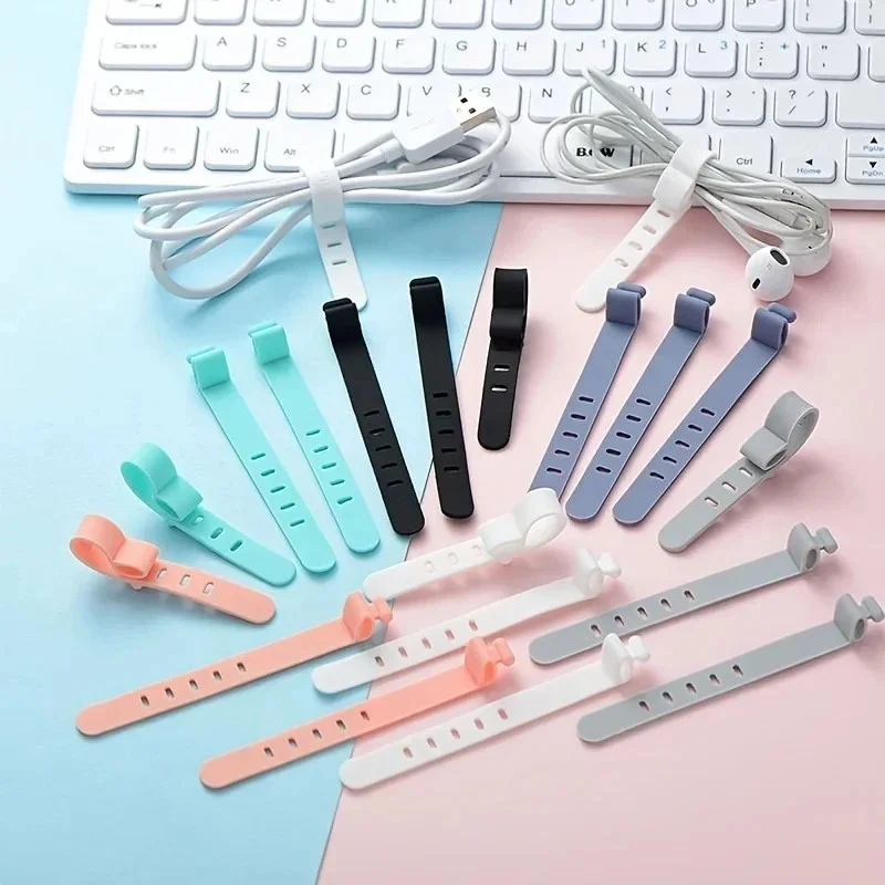 4/8pcs Cable Organizer Ties Clip Charger Cord Management Soft Silicone Wire Manager Mouse Earphone Holder Data Line Straps