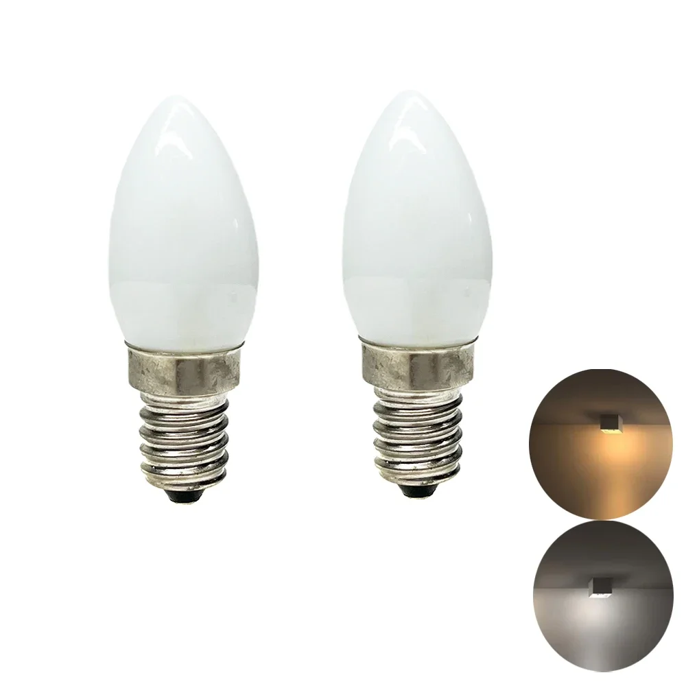 

Mini Candle Lamp 2W C7 Bulb E12 E14 Screw 85-265V Milky White Cover AC 220V 110V 240V Chandelier Crystal Lamp String Light