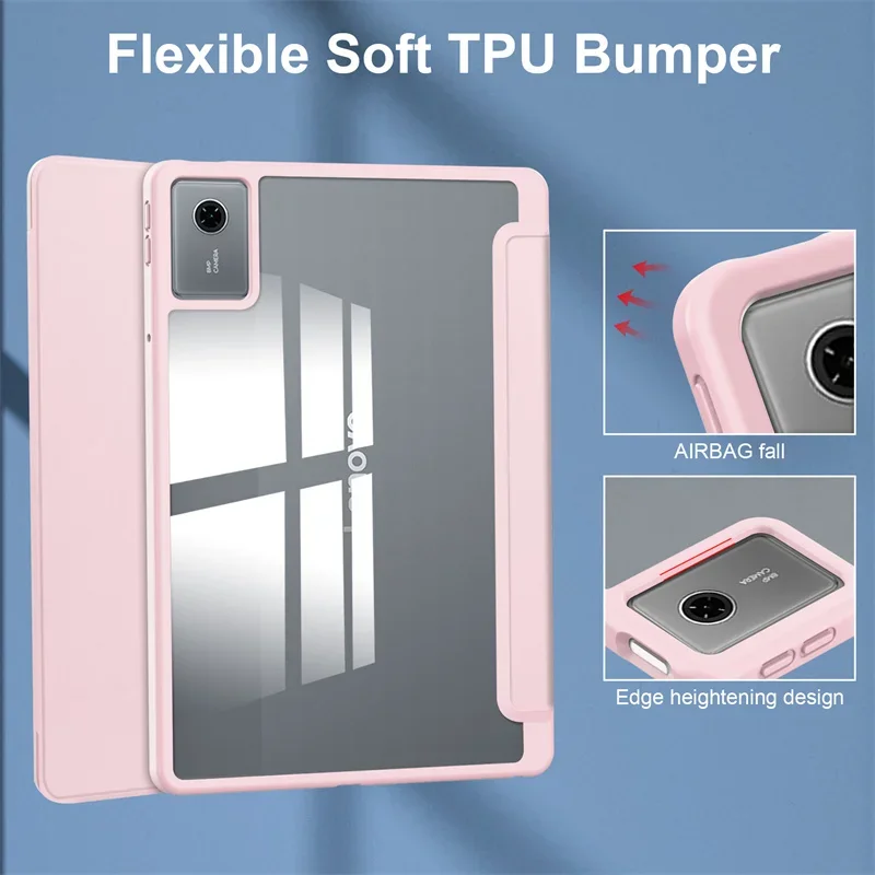 حافظة لهاتف Lenovo Idea Tab 11 Tb336fu Tb336zu مع حامل قلم غطاء PU مغناطيسي ذكي من الأكريليك الشفاف على Tab M11 Xiaoxin Pad 11 2025 #4