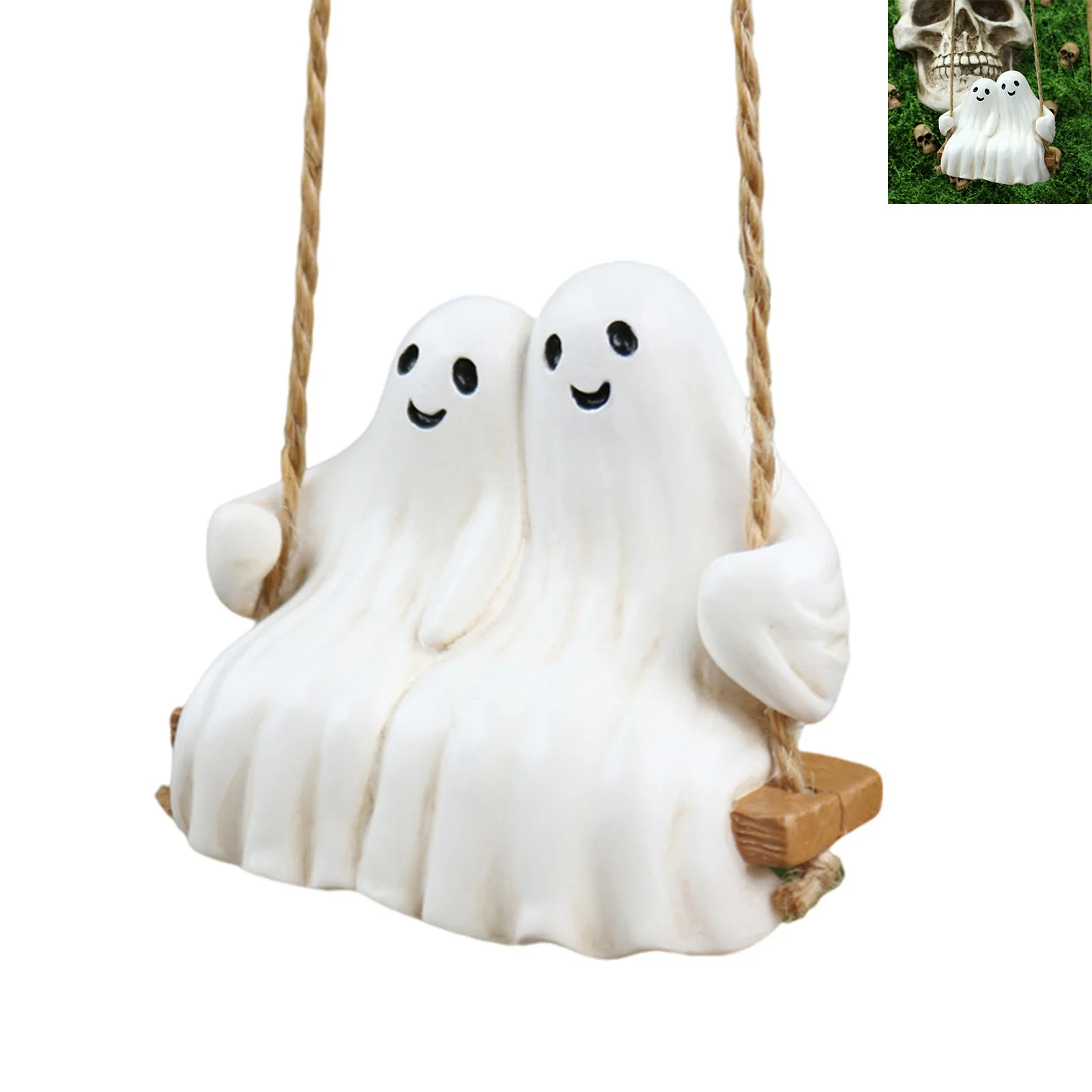 

Skeleton Figurines Rocking Chair Skull Figurine Ornament Resin Statue Couple Reading Ornament Home Decor Halloween Decorations