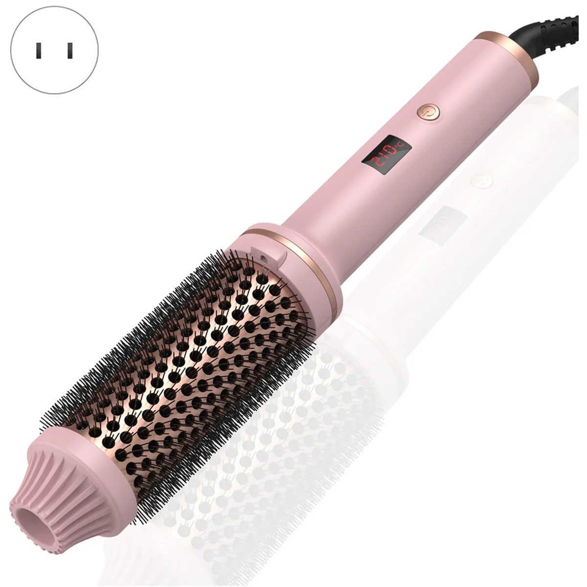 Heated Styling Brush 3-In-1 Ionic Hair Curler/Straightener with Anti-Scald Nylon Bristles Electric Curler Wand EU PLUG