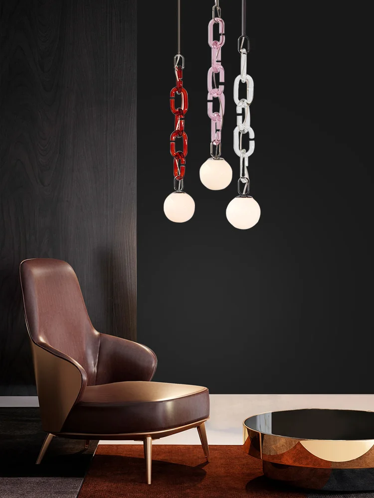 

Colorized Glass Chain Chrome Gold LED Ceiling Chandelier Lighting Suspension Luminaire Lampen Hanging Lamps For Balcony Foyer