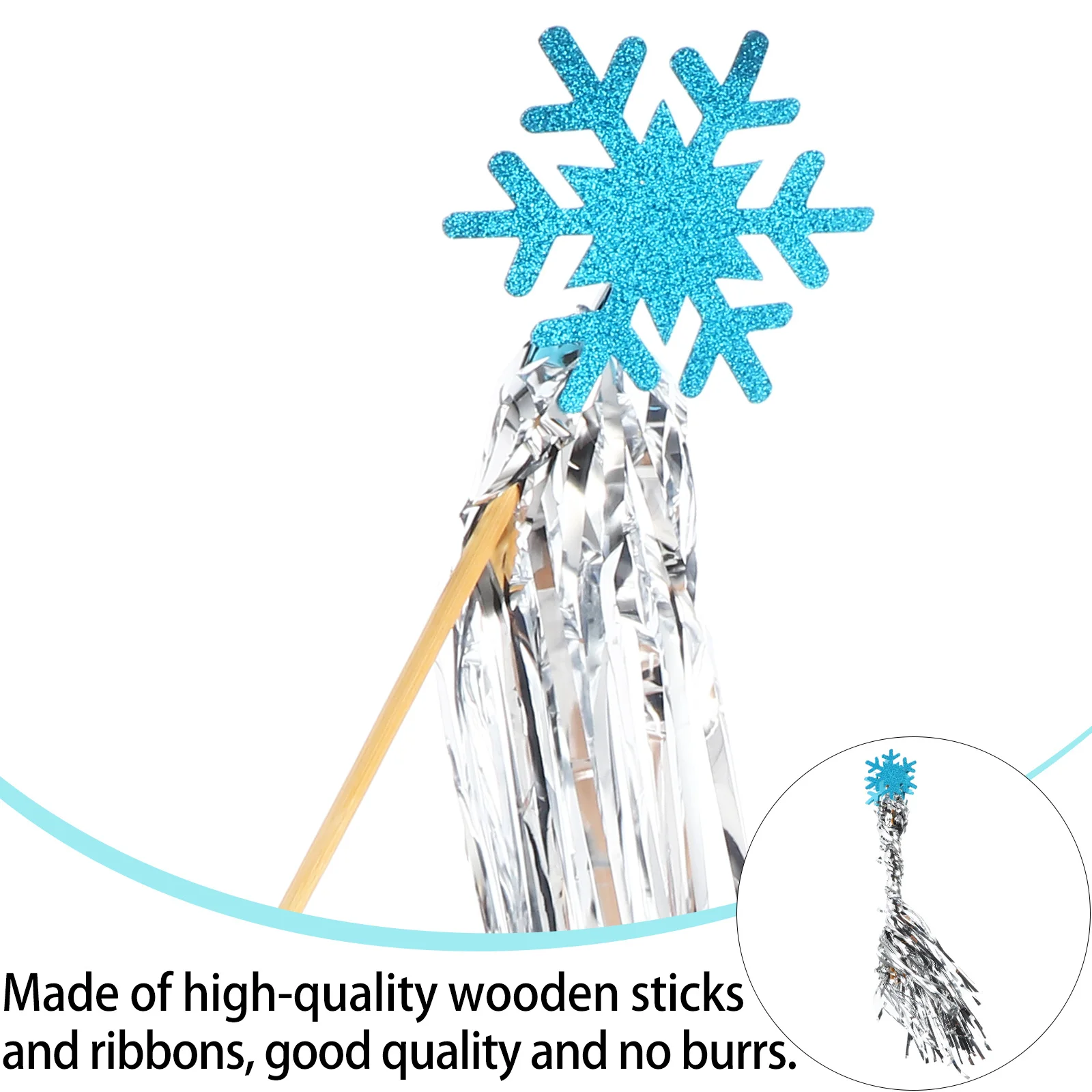 

6Pcs Fairy Snowflake Wand Party Photo Props for Holiday Performance Kids Costume Play Wood Decorative Stick Snowflake Sticks