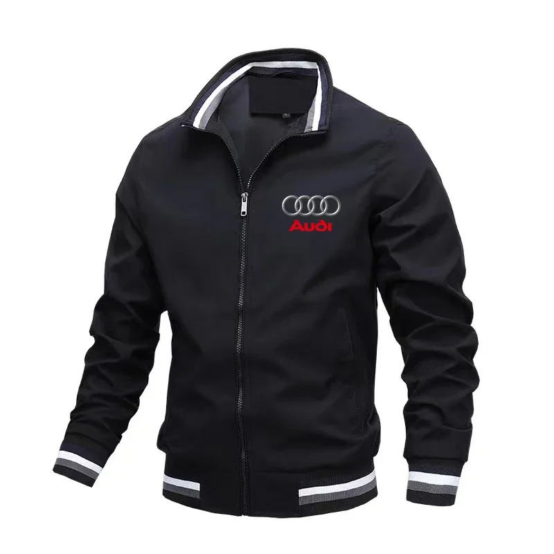 

Chaqueta de motocicleta para hombre, abrigo con estampado de logotipo de coche Audi, cortavientos informal, ropa de carrera 2024