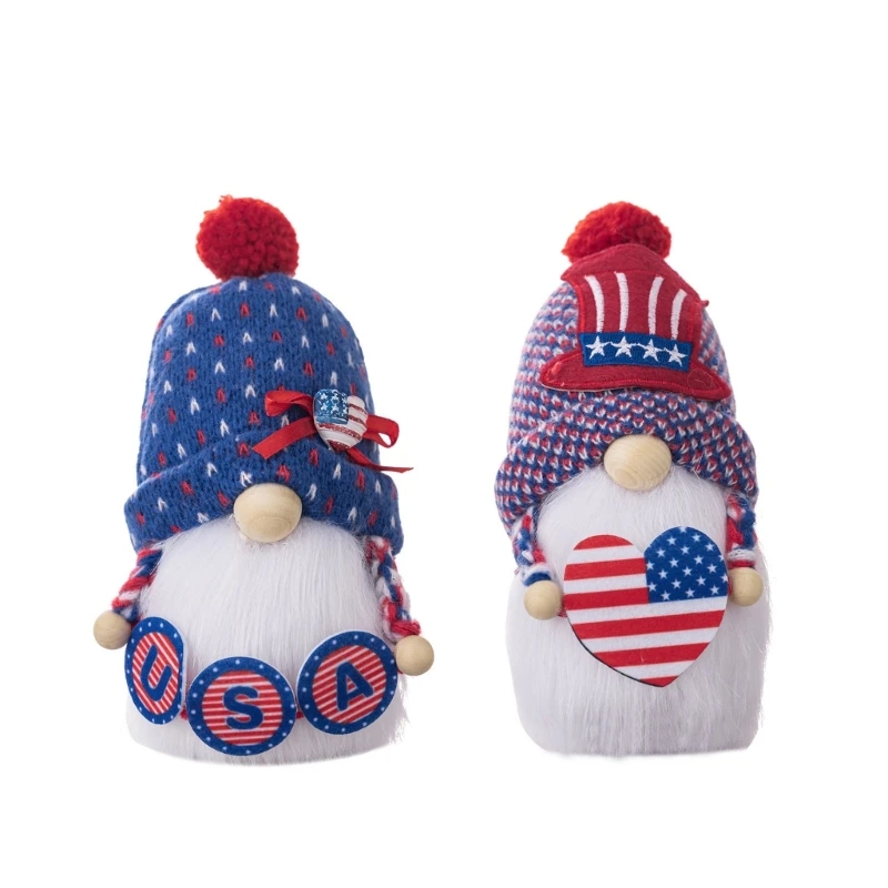 Gnomo do dia da independência americana com coração anões patrióticos decorações gnome escandinavos tomtes boneca ornamento