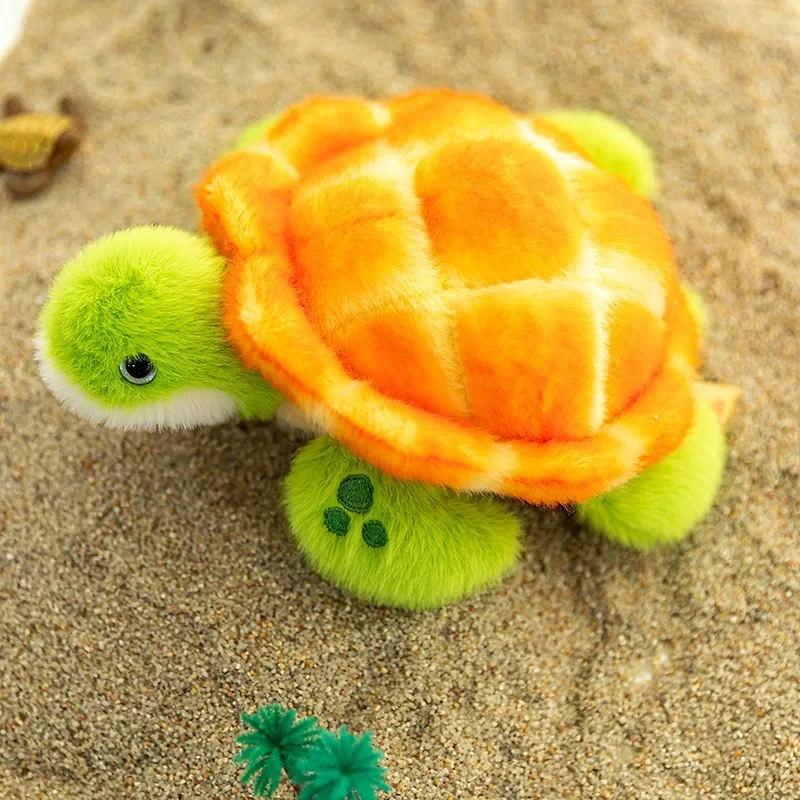 18cm Cute Plush Turtle Toy Vibrant Orange Shell Soft Green Tortoise Perfect Gift for Room Decor Creative Doll Pillow