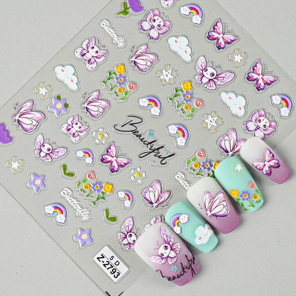 1pcs 5D Japanese Black Butterfly Nail Art Stickers Glitter Shiny Kawaii Self Adhesive Manicure Decorations Tool Decals Accessory