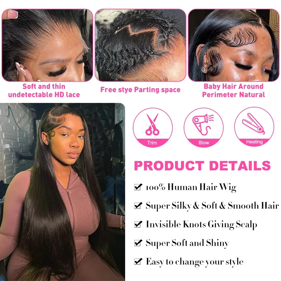 13x5 13x6 HD ترقية الدانتيل الباروكة الأمامية 5x5 غلويليس الباروكات شعر الإنسان البرازيلي شعر طبيعي مفرود الباروكات قبل قطعها للنساء