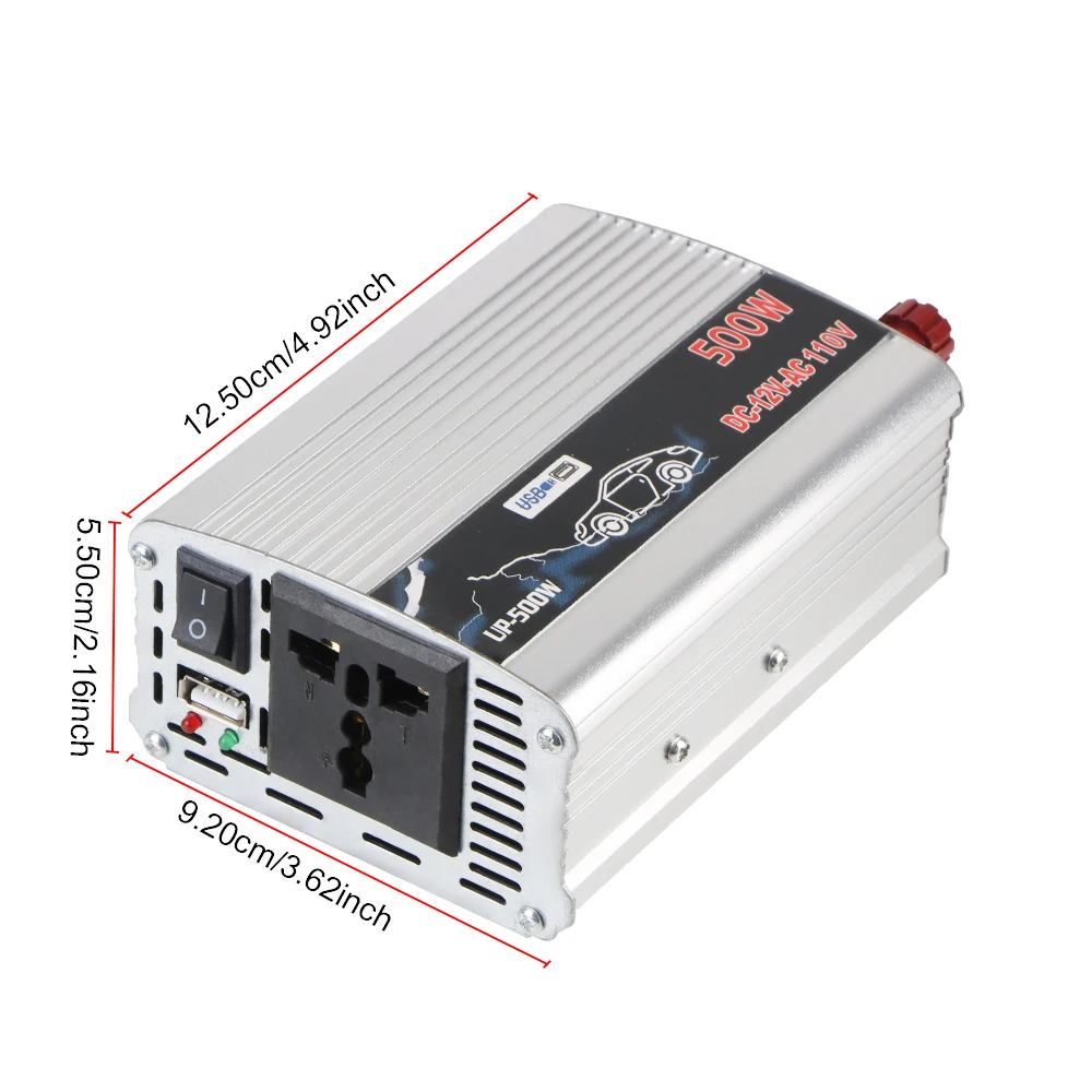 USB 충전기 과부하 보호 AC 소켓, EU 플러그, 자동차 인버터, DC 12V-AC 110V/220V 컨버터 전원 어댑터, 3 포트 소켓