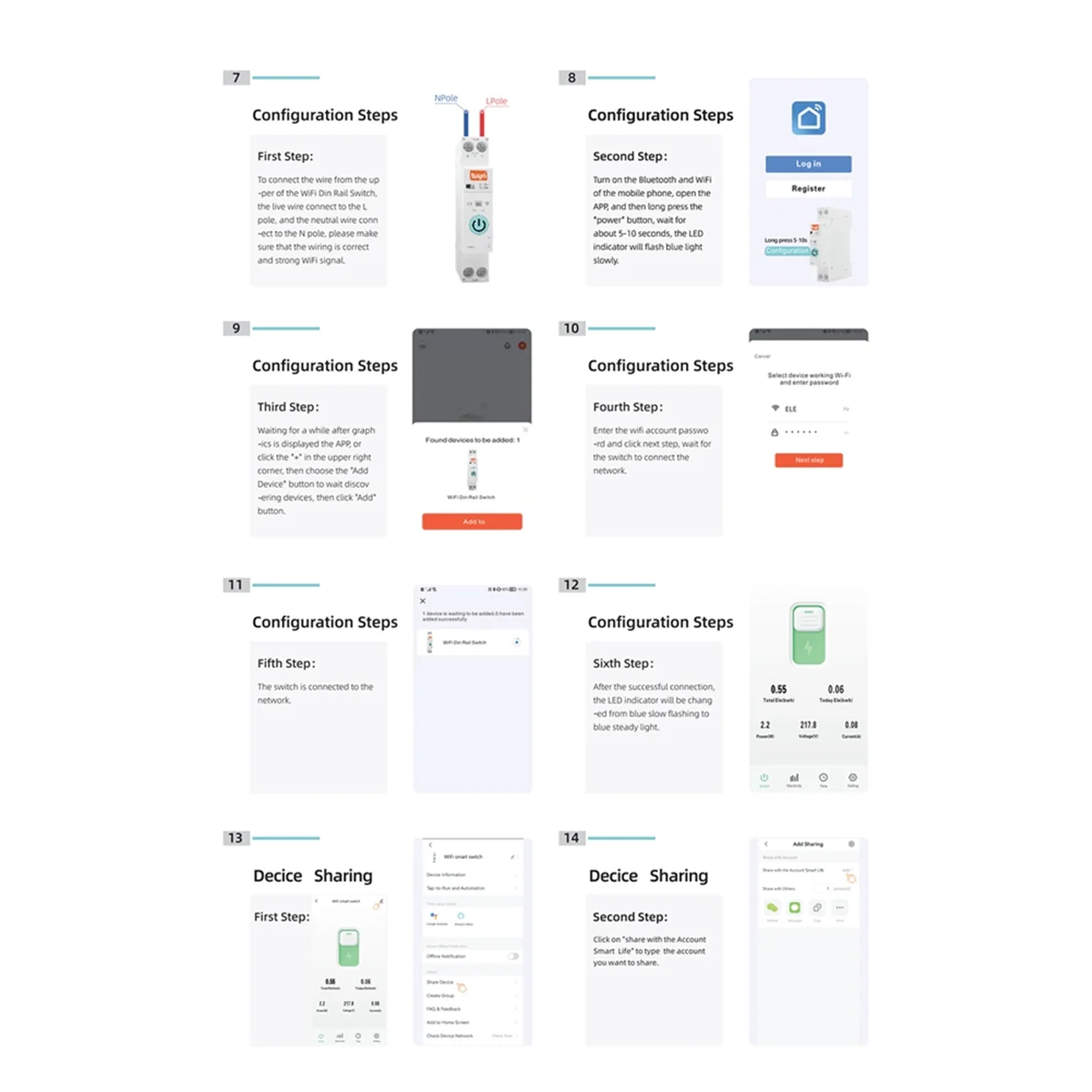 ABJS 63A 1P + N WIFI умный переключатель счетчик энергии таймер реле MCB TUYA защита от напряжения и тока, измерение TOB9-63M