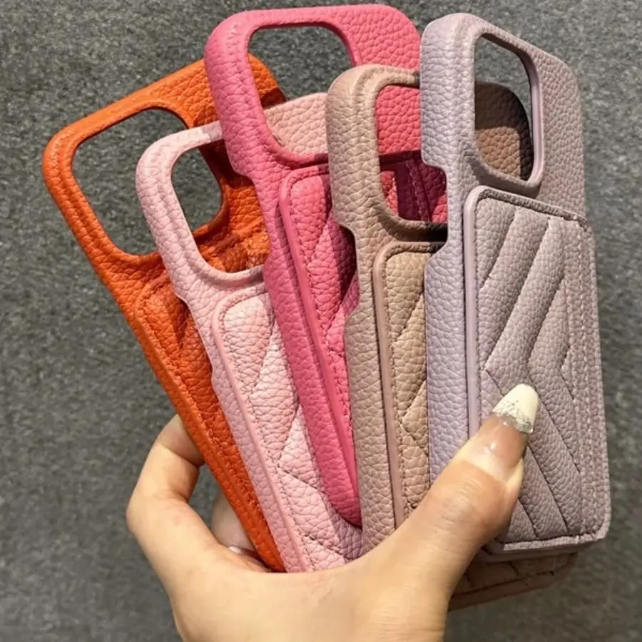 iPhone15 case iPhone11 plug-in card V leather iPhone15promax high value iPhone14 anti-drop iPhone13 creative iPhone12