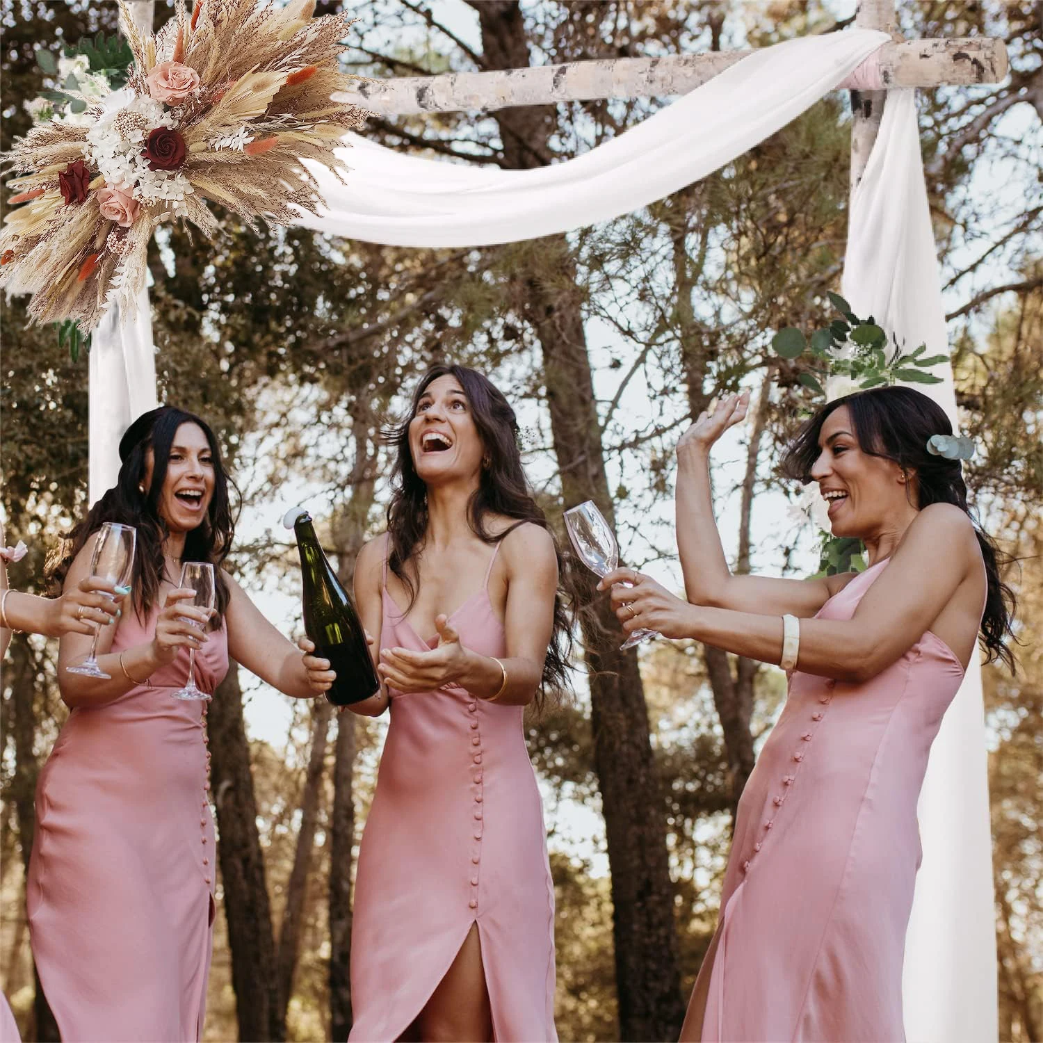 Imagem -05 - Boho Natural Pampas Grass Arranjo de Arco de Casamento Preservadas Flores de Rosa Pano de Casamento Rústico Ganhos para Arco Decoração de Festa