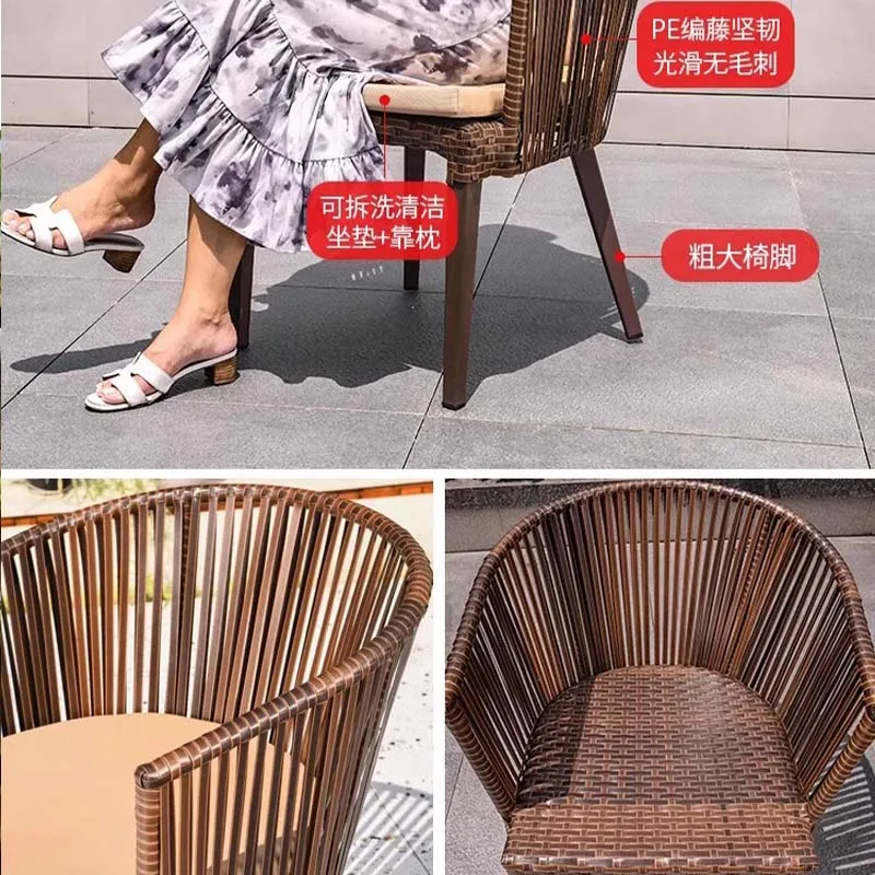 أثاث صغير الحجم، غرفة المعيشة، طاولة شرفة وغرفة النوم وطاولة القهوة، مدعومة بالروطان للاستمتاع بالشاي تيم #2