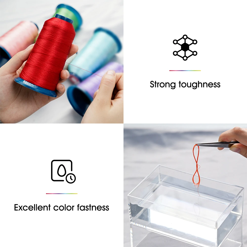 Richword 4Pcs Selected Polyester Thread 4000m 40wt Basic Mixed Colors For Embroderiy Machine High Strength 2024 Polyester Spools