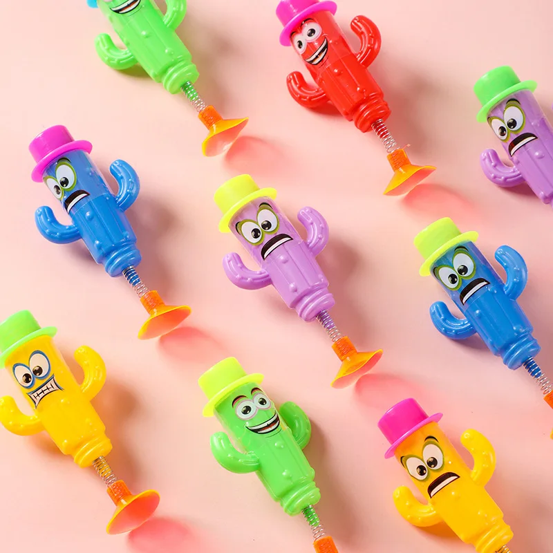 Colorful Suction Cup Cactus Pet Toy Spring Swing Interactive Chewing Toy for Kitten Indoor Play