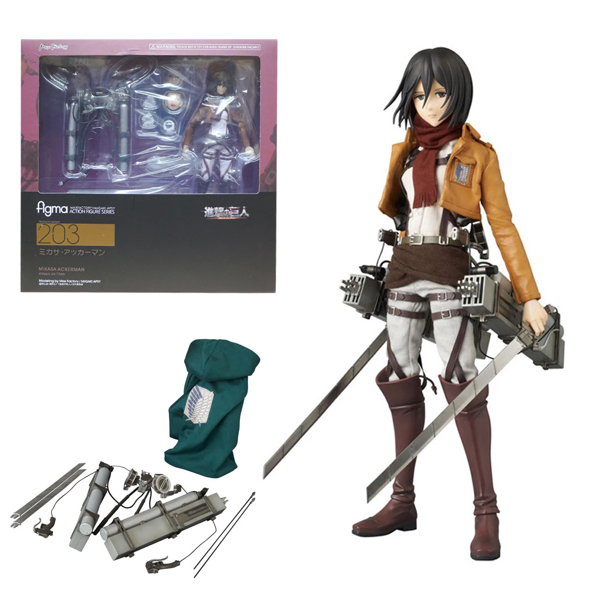 Anime Figur Angriff auf Titan Mikasa · ackerman stehend halten Schwert abnehmbare Modell Spielzeug PVC-Sammlung Desktop-Ornamente 19cm