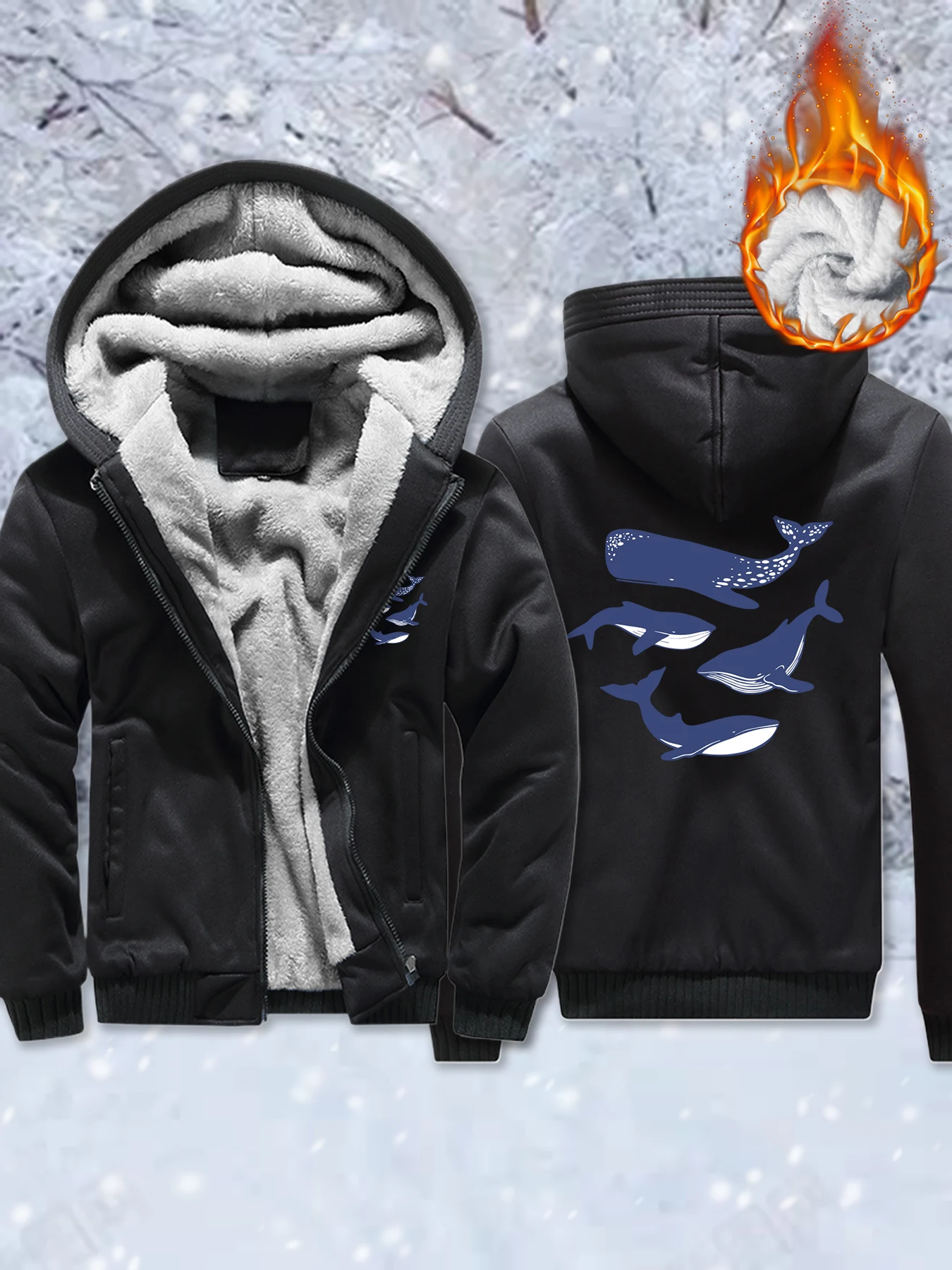 المحيط أسماك القرش الإبداعية نمط الرجال رشاقته السترات الشتاء التمويه معاطف كل مباراة سستة هوديس المتضخم الصوف الشارع الشهير #1