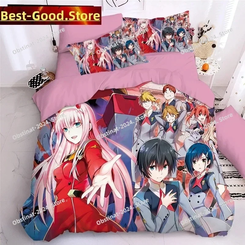 Darling In The Frank XX Bedding Sets Japan Anime Game Figure Printed Comforter Duvet Cover Pillow Case 3 Pieces Kids Adult Size