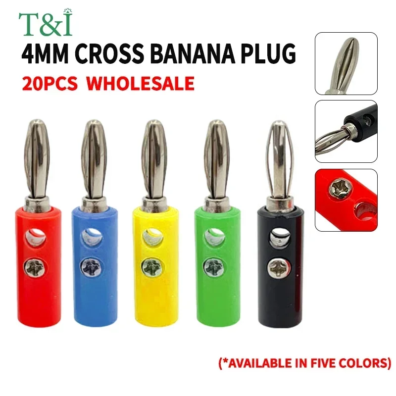 

20Pcs 4mm Banana Plug Two-Hole Cross Flower Banana Plug Audio Box Speaker Amplifier Terminal Banana Plug